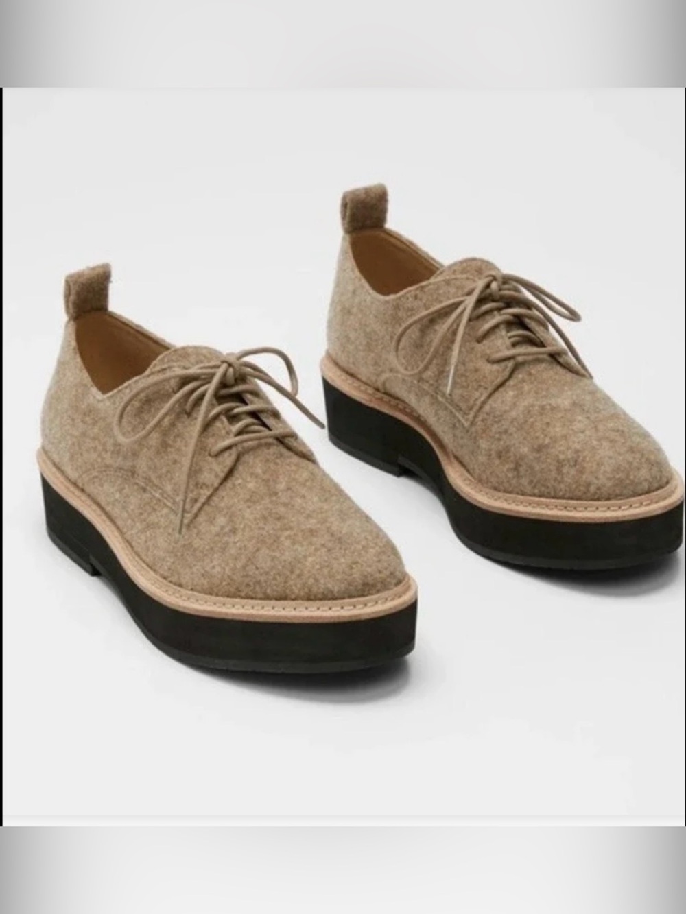 Eileen Fisher Nims Platform Oxford in Felt Barley Size 8